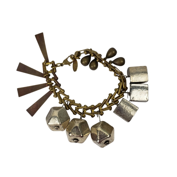 Beth Lauren Cube Geometric Silver Chain Bracelet - Picture 2 of 4